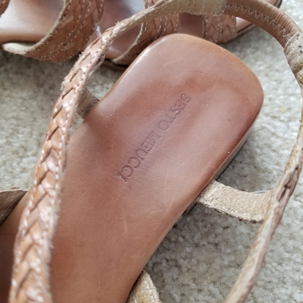 Braided Tan Leather Sandals - Picture 4 of 4